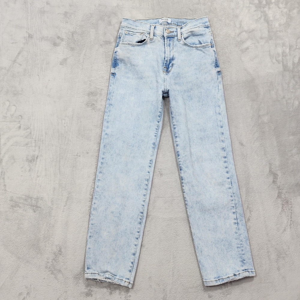 Kensie Jeans Womens 4/27 Blue The Ella High Rise Straight Acid Wash Distressed
